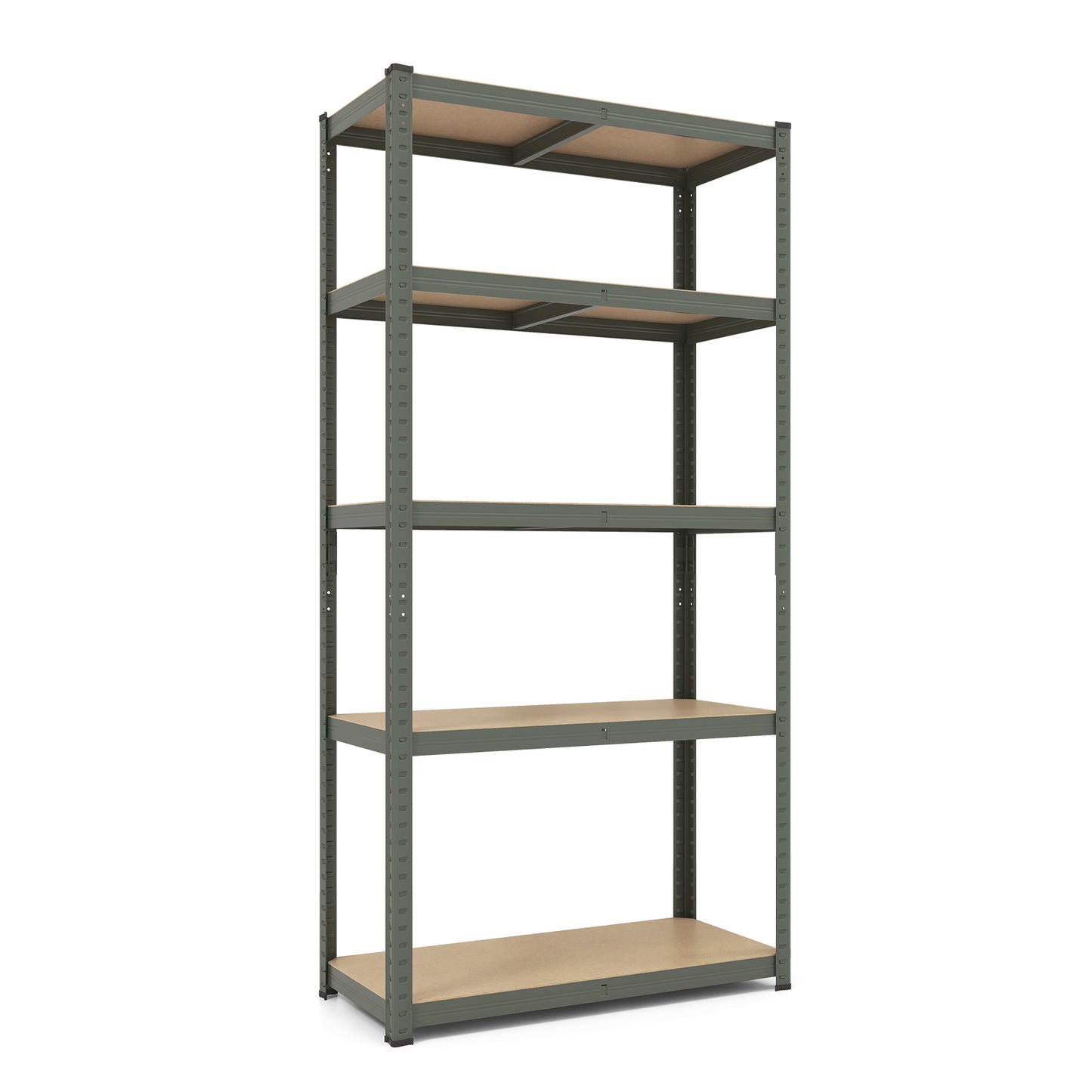 5-Tier Metal Shelving Unit with Adjustable Height and Anti-tipping Devices-Grey