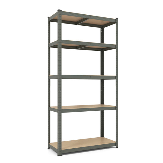 5-Tier Metal Shelving Unit with Adjustable Height and Anti-tipping Devices-Grey