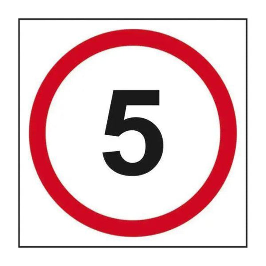 5 Mph Speed Limit Road Sign, 1.2mm Recyclable Polypropylene, W400mm x H400mm