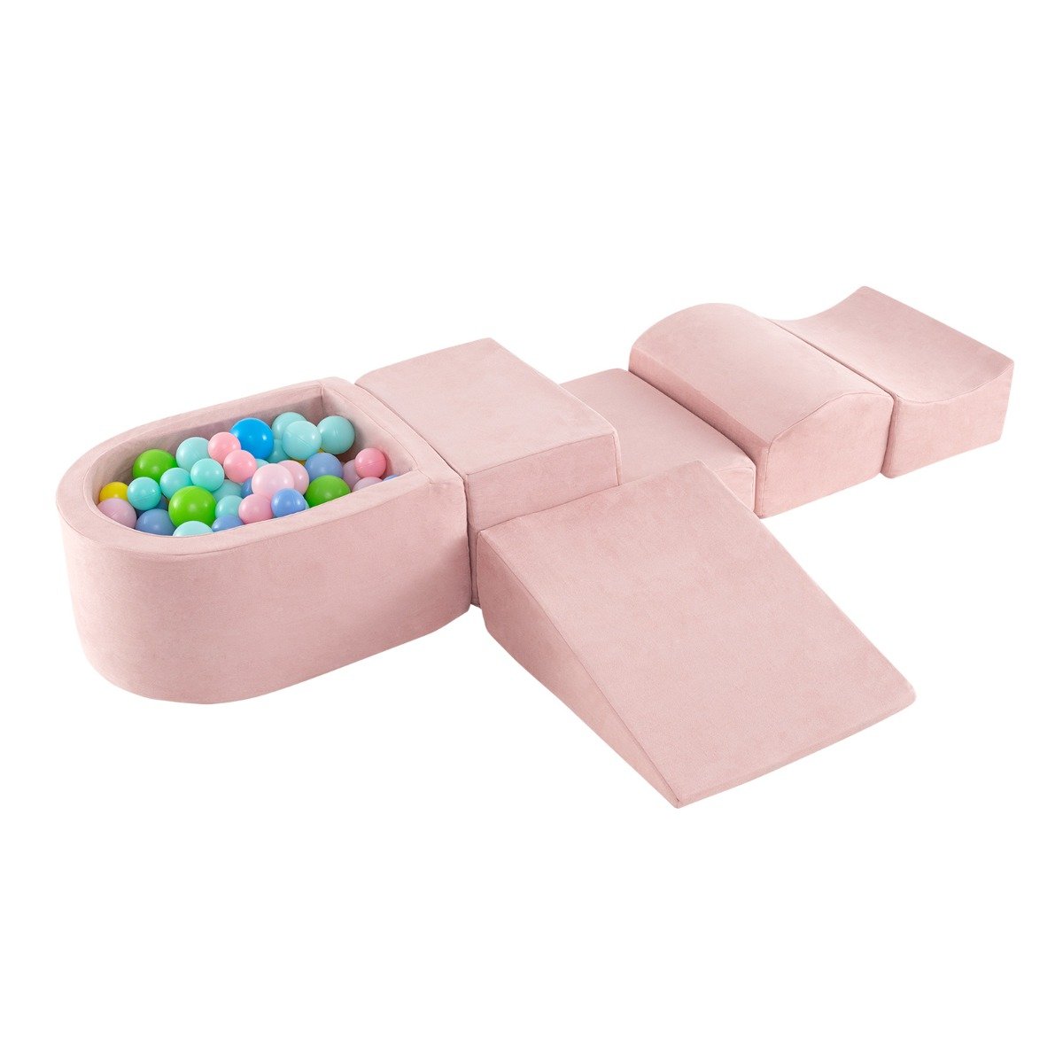 5-Piece Climb and Crawl Playset with Ball Pit for Kids-Beige