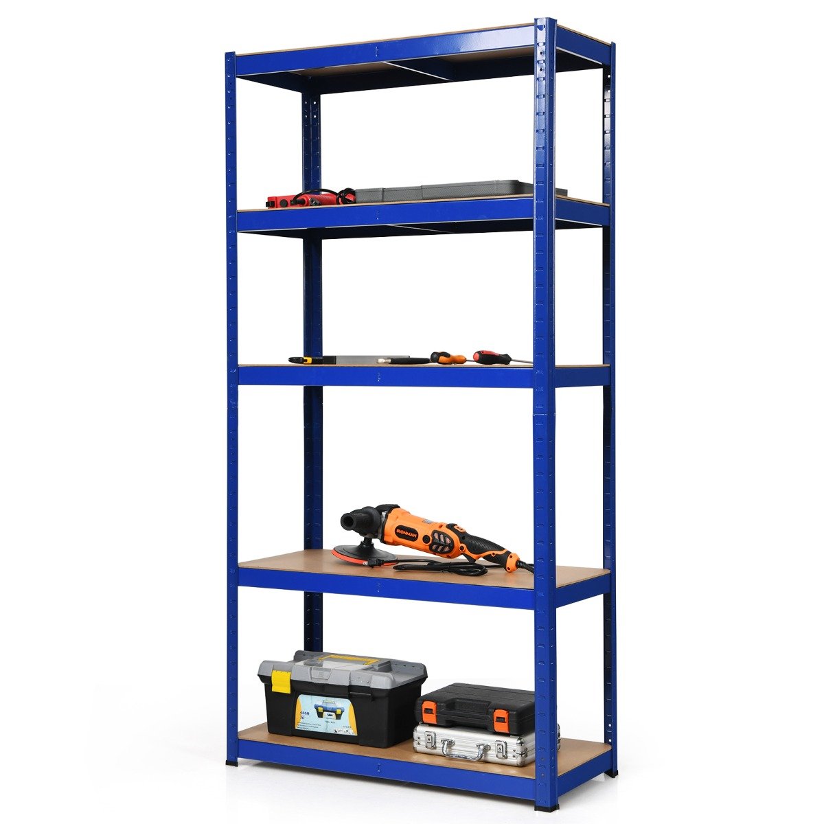 5-Tier Storage Rack with Boltless Shelving and Adjustable Shelves-Grey