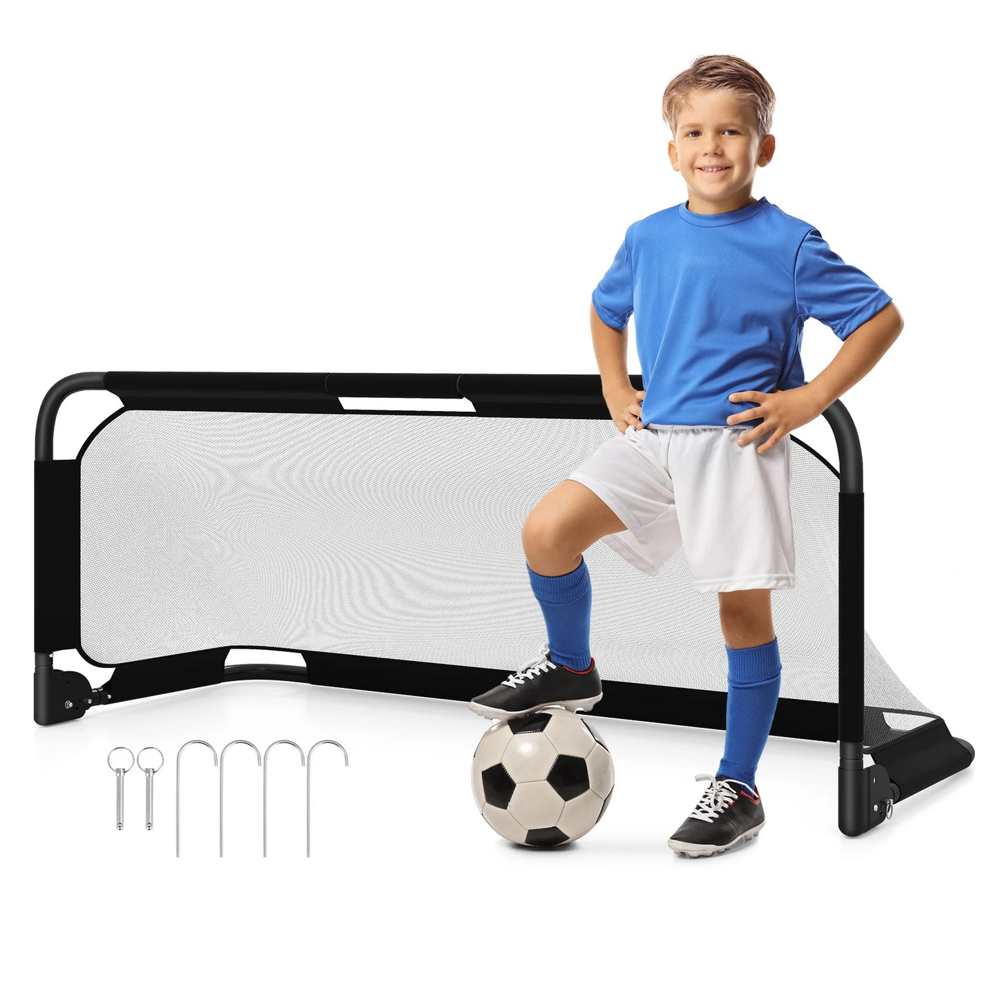 5 x 3 FT Foldable Soccer Goal for Kids with Net and Ground Stakes