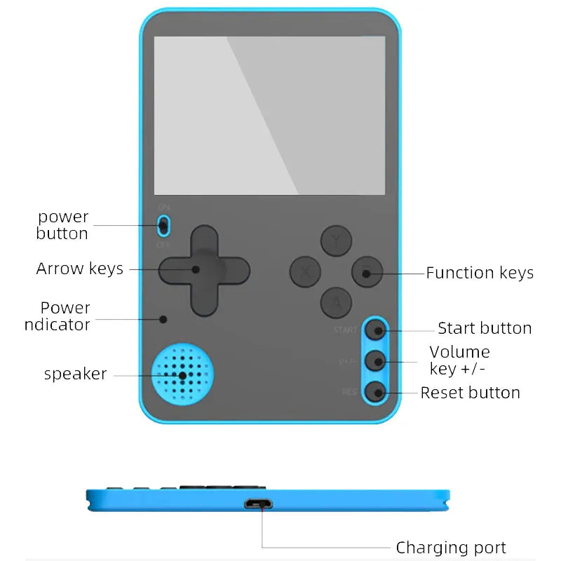 Handheld Game Console 500 Retro Classic Games Portable Mini LCD Rechargeable