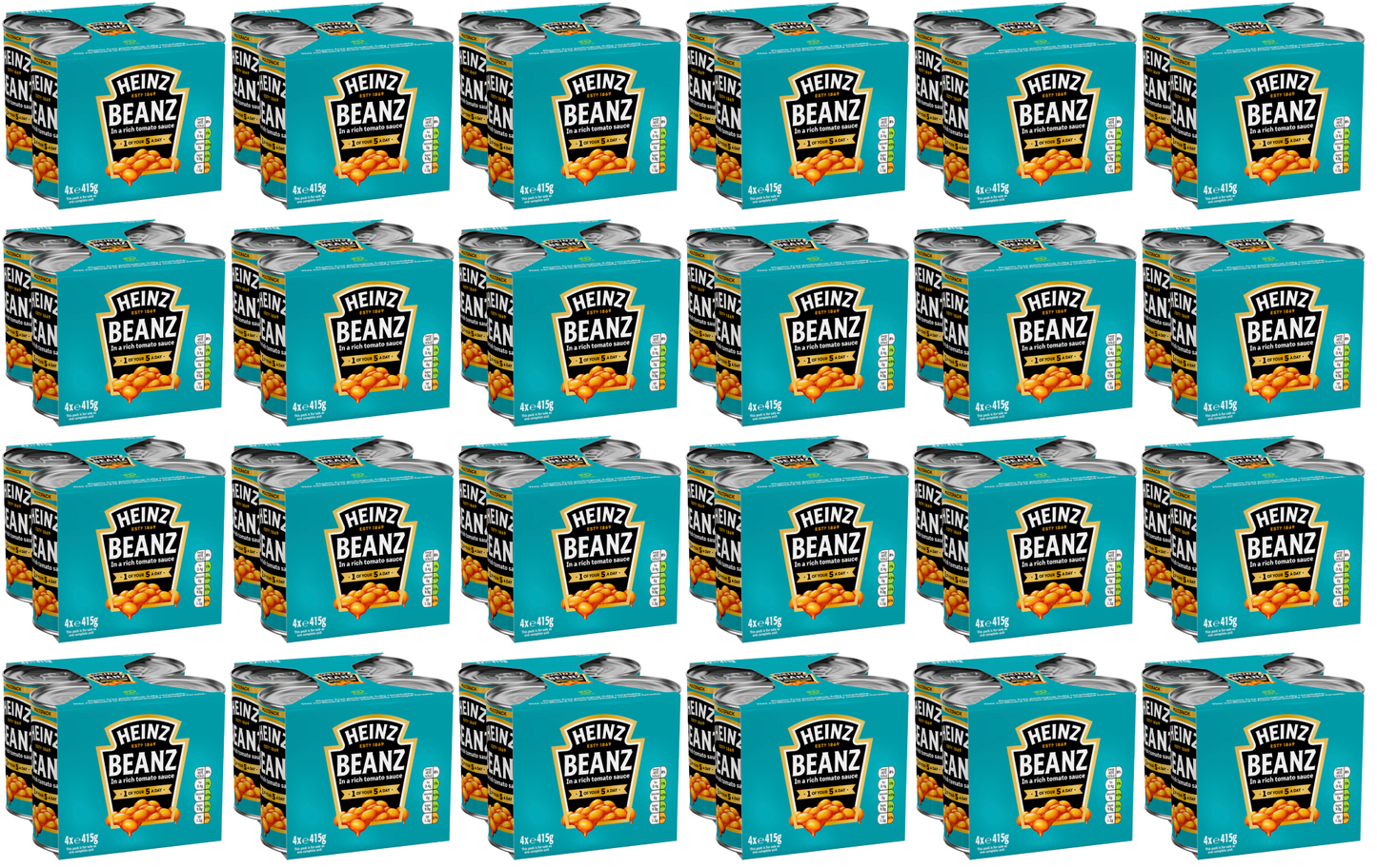 24 x Heinz Baked Beans (6 x 4 Packs) 415G
