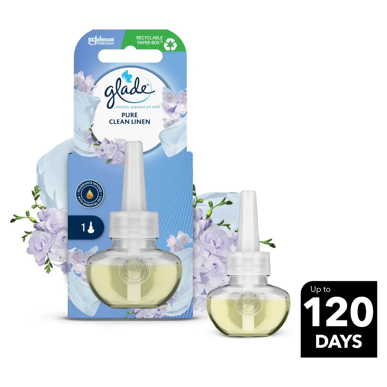 Glade Electric Scented Oil Plug In Refill Clean Linen 20ml, New
