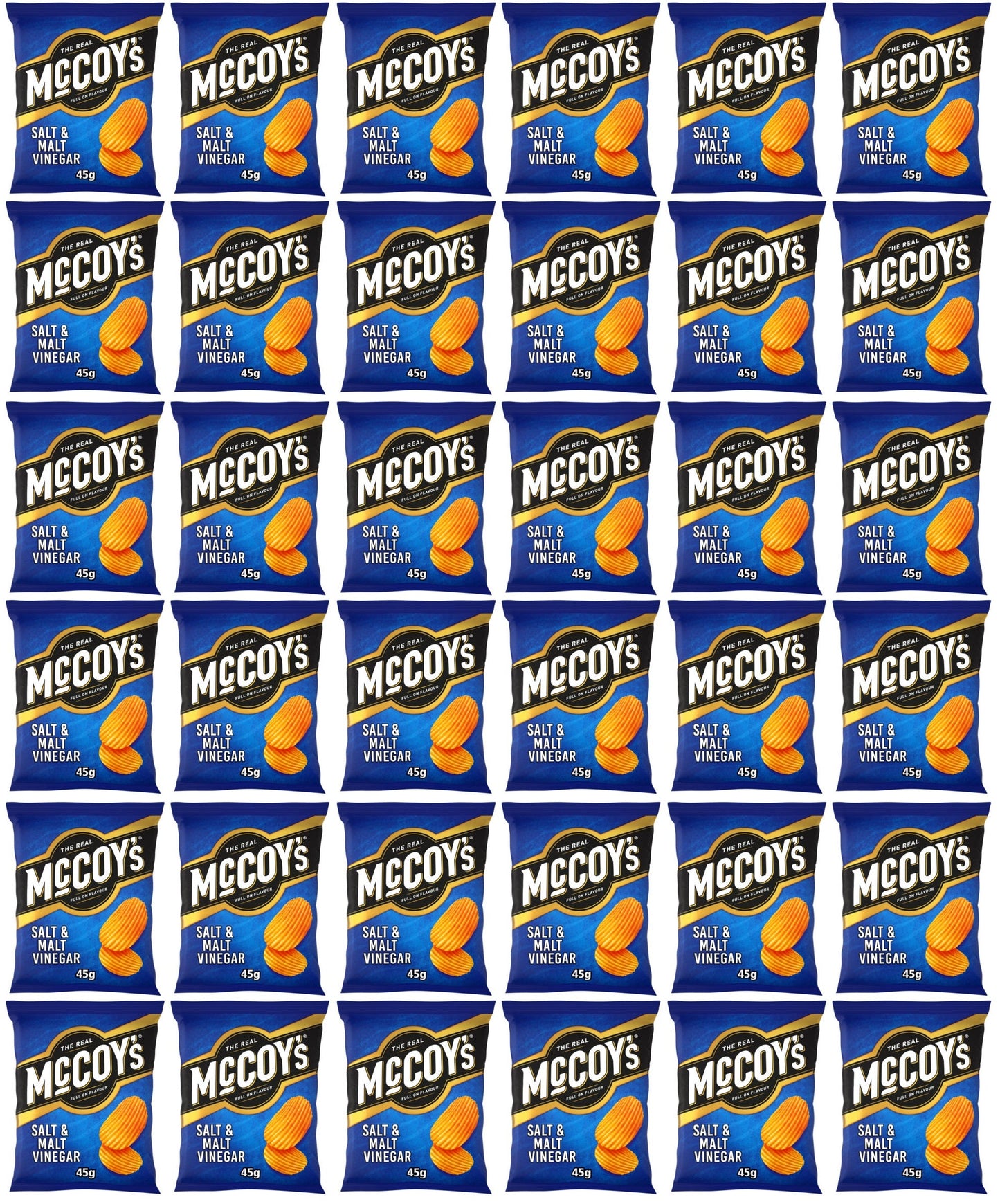 36 x Mccoy's Ridge Cut Salt & Malt Vinegar Flavour Potato Crisps 45G