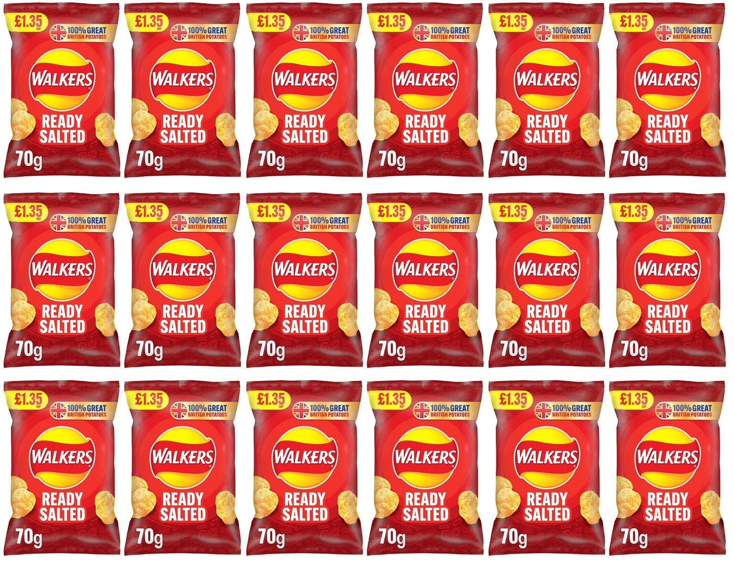 18 x Walkers Ready Salted - 70GM