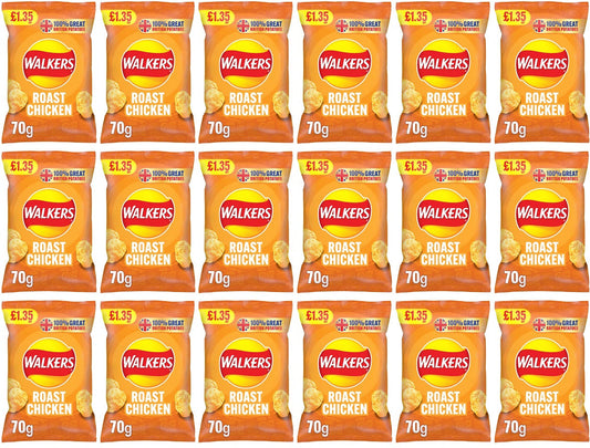 18 x Walkers Roast Chicken - 70GM