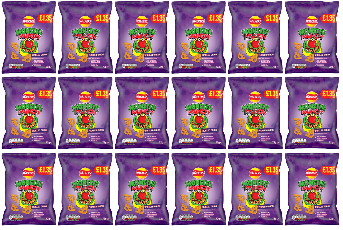 18 x Monster Munch Pickled Onion - 72GM