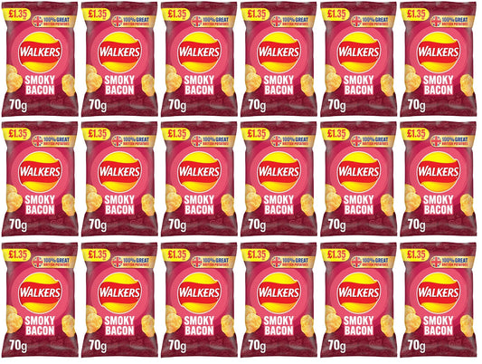 18 x Walkers Smoky Bacon - 70GM