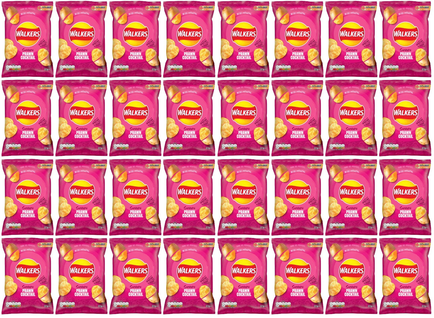 32 x Walkers Prawn Cocktail 32.5Gm