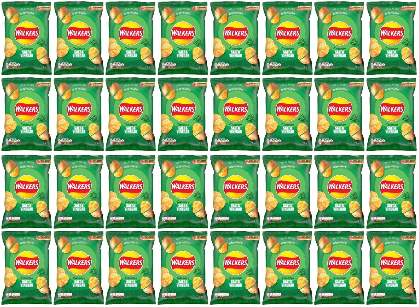 32 x Walkers Salt & Vinegar Crisps 45G