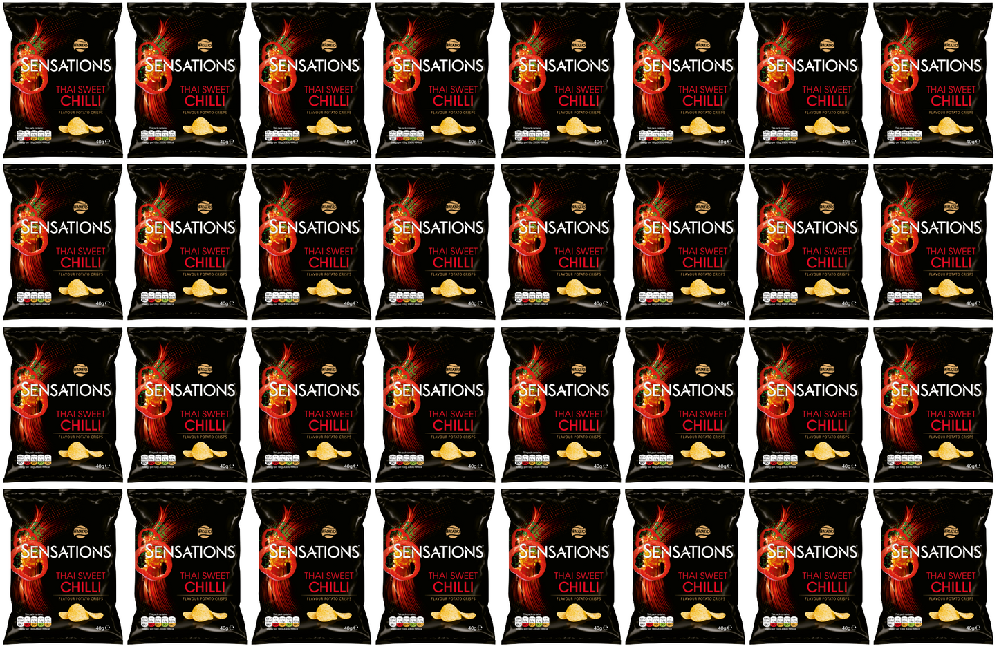 32 x Walkers Sensations Thai Sweet Chilli 40Gm