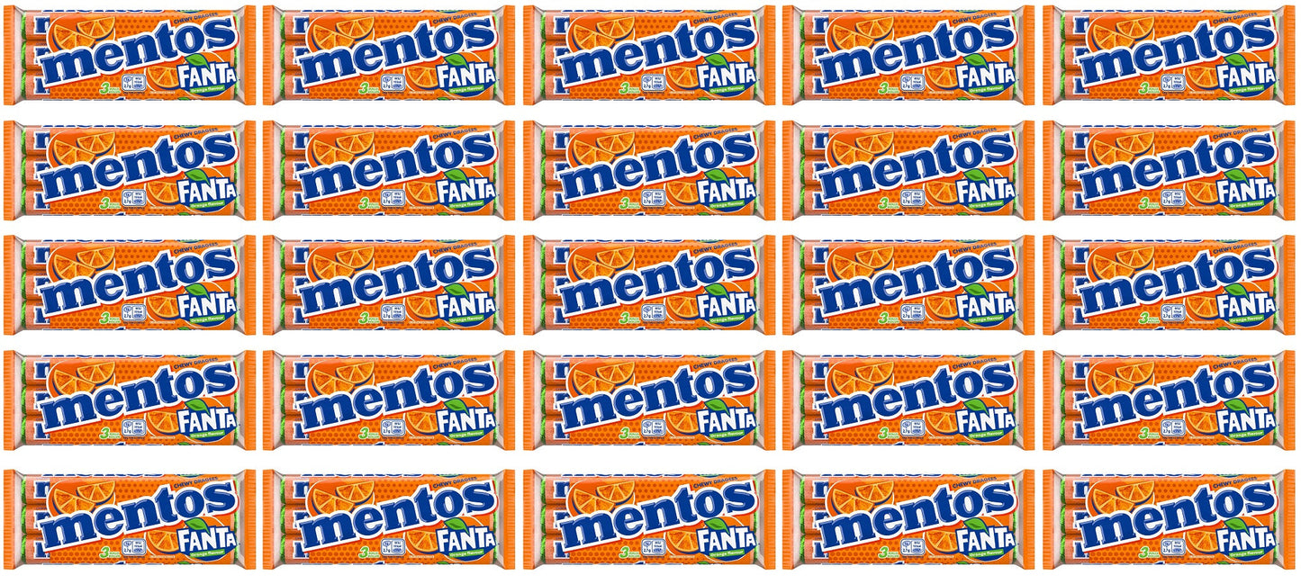 25 x Mentos Fanta Chewy Dragees Orange Flavour 3 X 37.5G