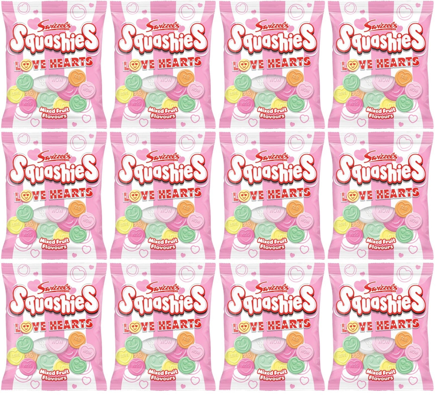 12 x Squashies Love Hearts - 120GM