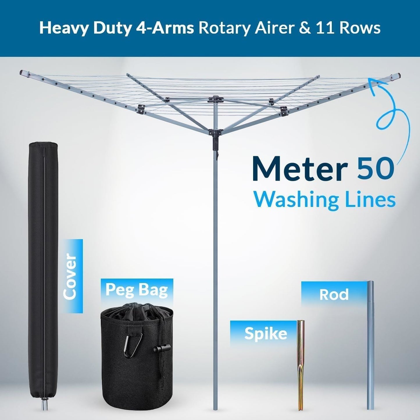 60M Rotary Airer Dryer Cover  Metal Spike