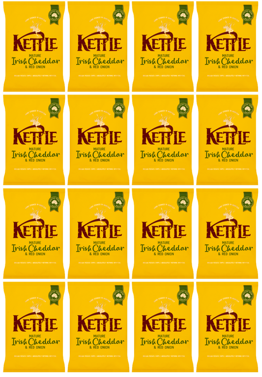 16 x Kettle Crisps Irish Cheddar & Red Onion  - 130GM