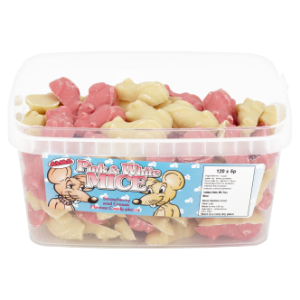 120 x Alma Pink & White Mice