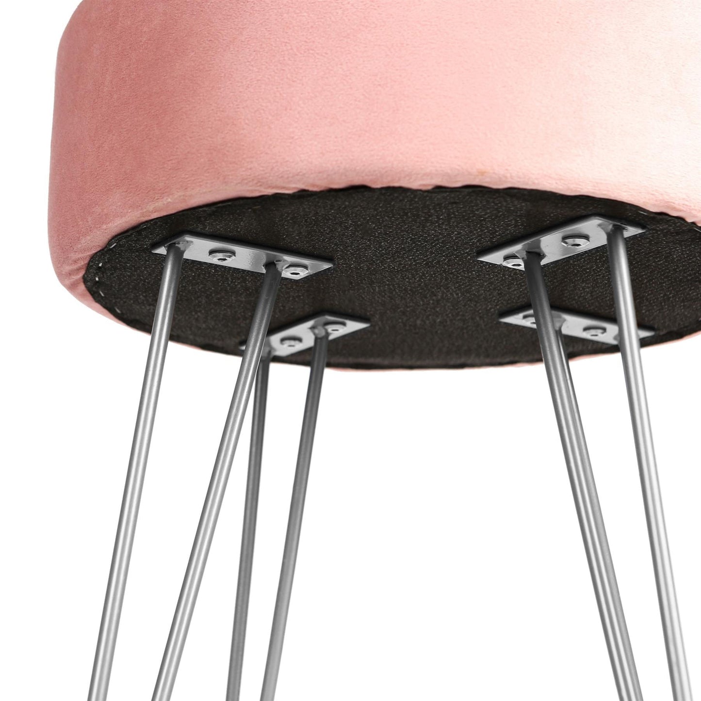 Pink Round Velvet Footstool