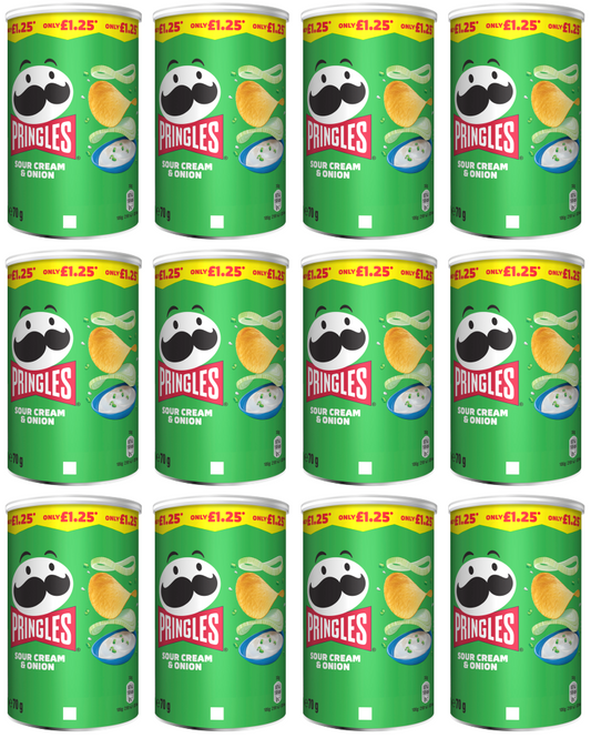 12 x Pringles Sour Cream & Onion - 70Gm