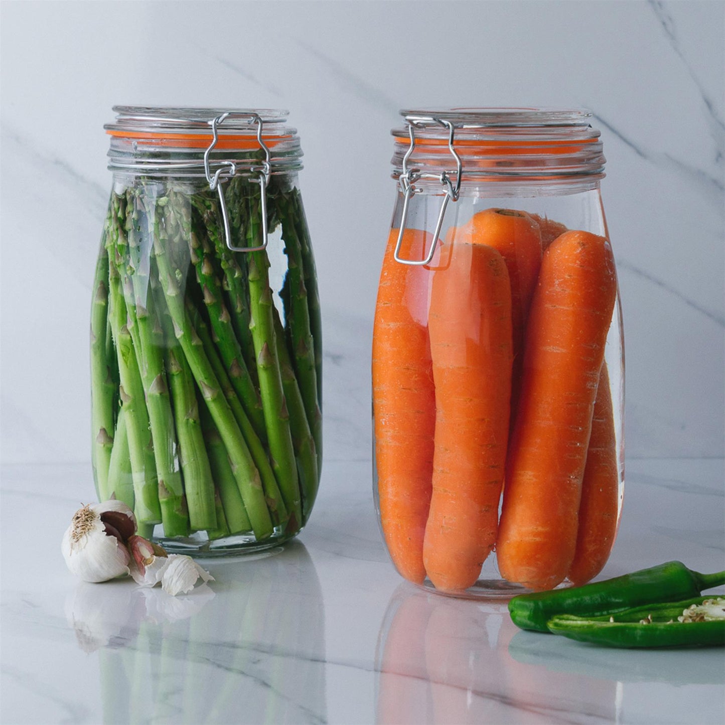1.5L Air tight Classic Glass Storage Jar + Four Free Coloured Seals