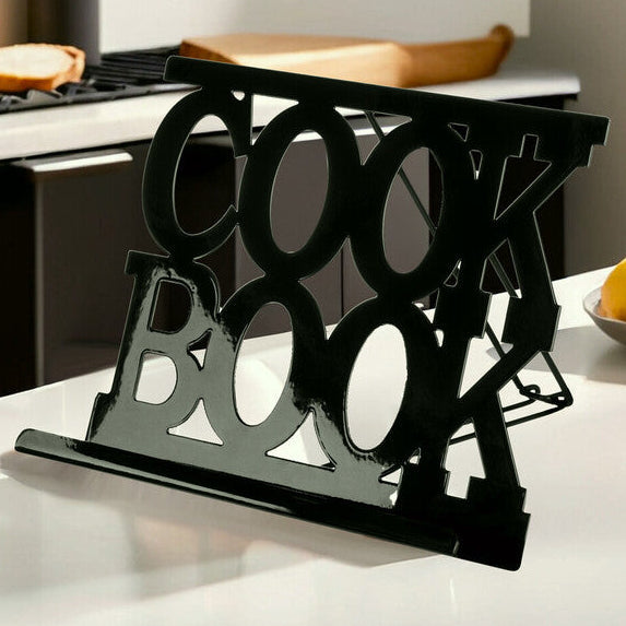 Alpha Black Enamel Metal Cookbook  Stand with Adjustable Support