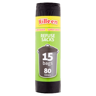 30 x Killeen Refuse Sack 80 Litre 15 Pack