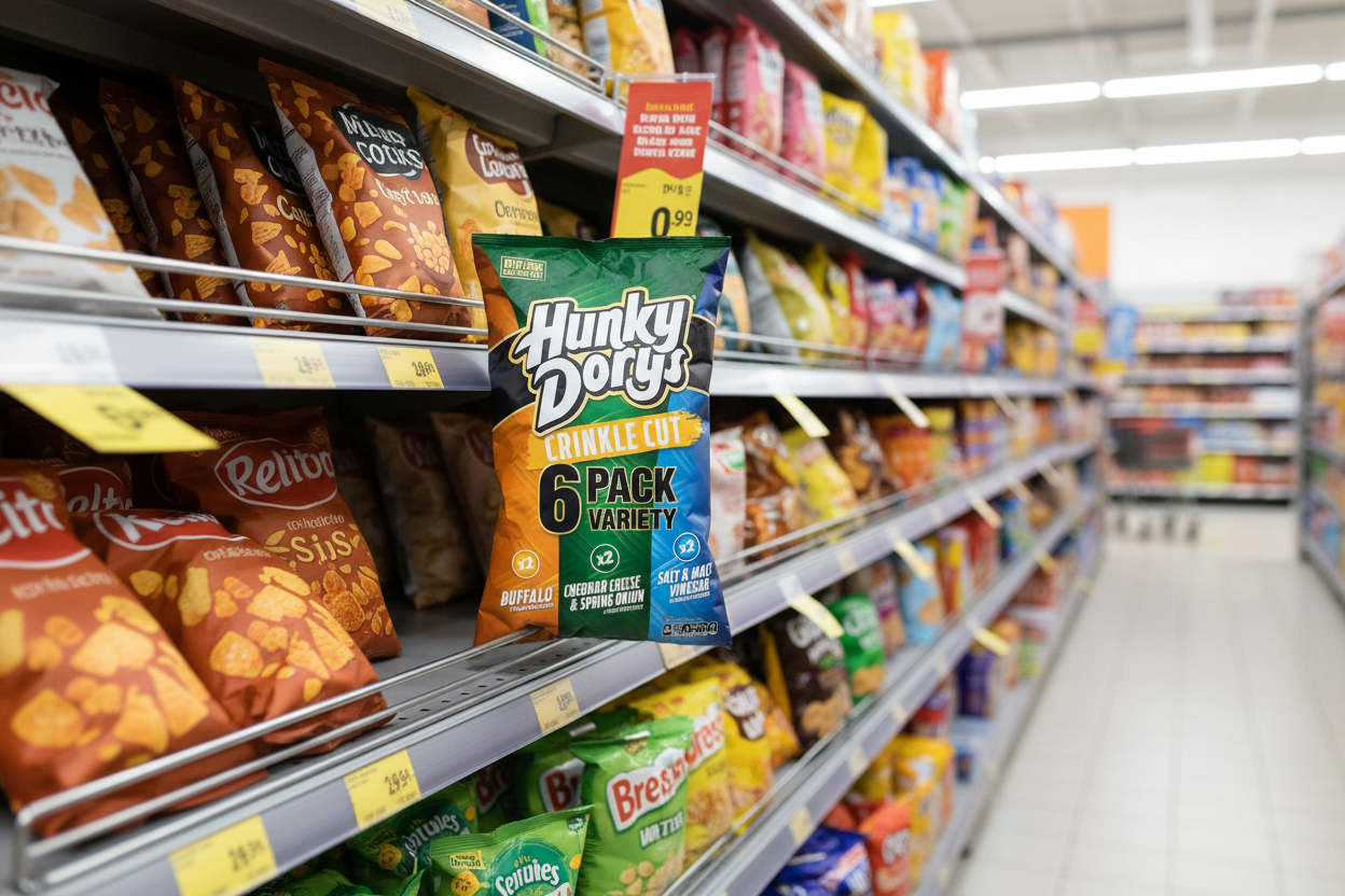 16 x  Hunky Dorys Crinkle Cut Potato Crisps 6 X 25G