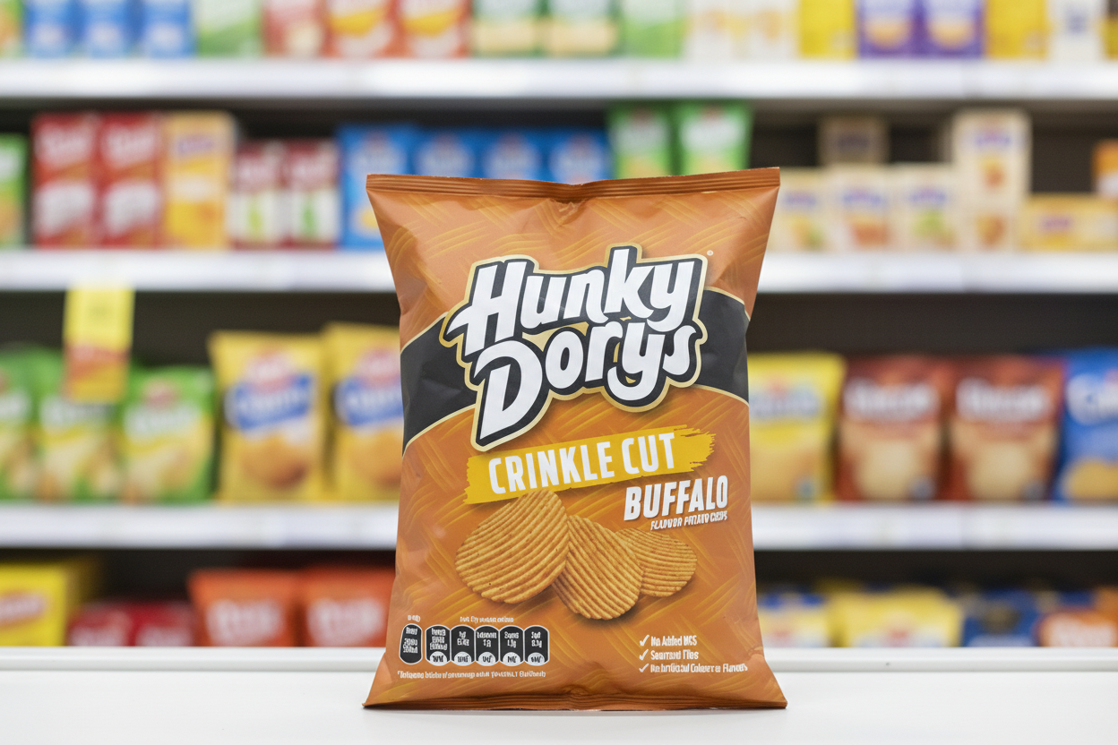 12 x  Hunky Dorys Crinkle Cut Buffalo Flavour Potato Crisps 135G