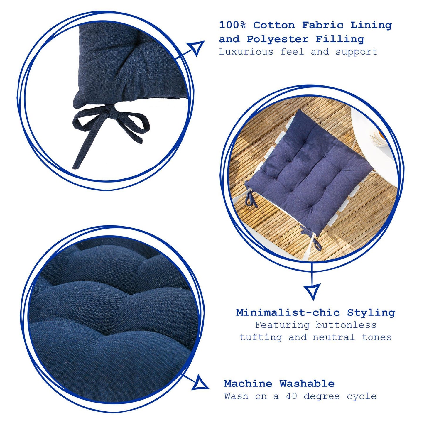 40cm Square Garden Chair Seat Cushion