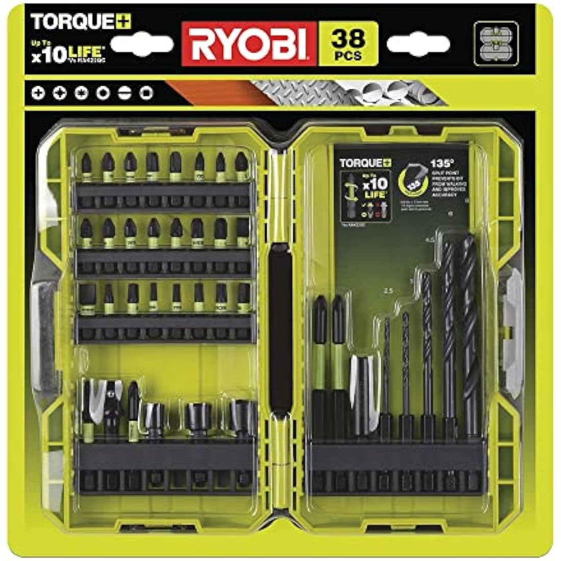 Ryobi RAK38DSDI2 Impact-Rated Mixed Drilling and Screwdriving Bit Set, 38 Piece