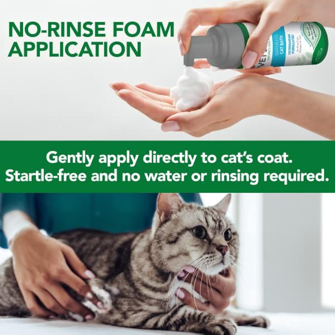 Vet's Best Waterless Cat Bath | No Rinse Waterless Dry Shampoo for Cats 150ml