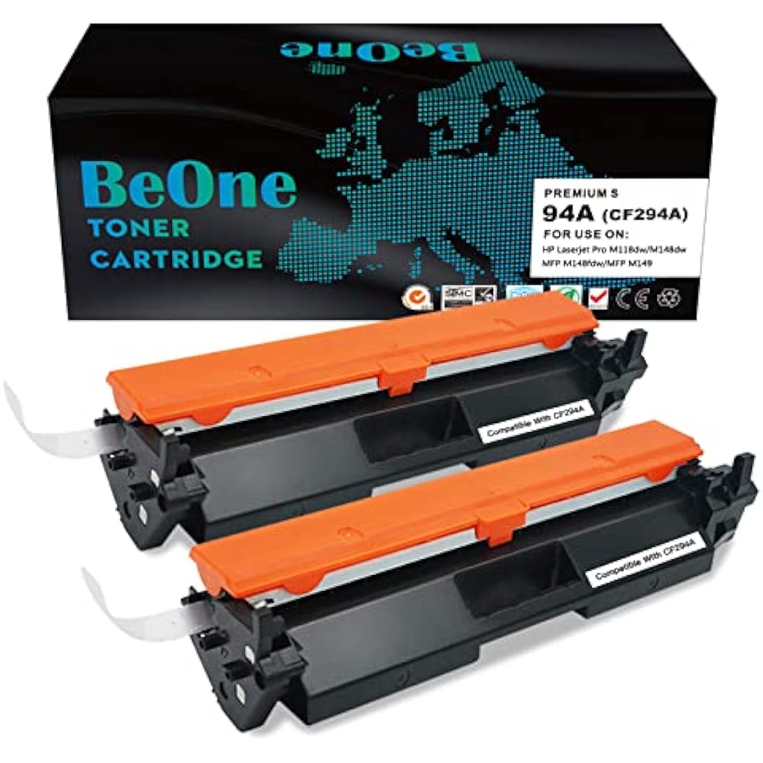 BeOne 2X 94A CF294A 94X CF294X Toner Cartridges Compatible for Laserjet Pro M118dw M148dw M148fdw M149fdw Printers (2 Black)