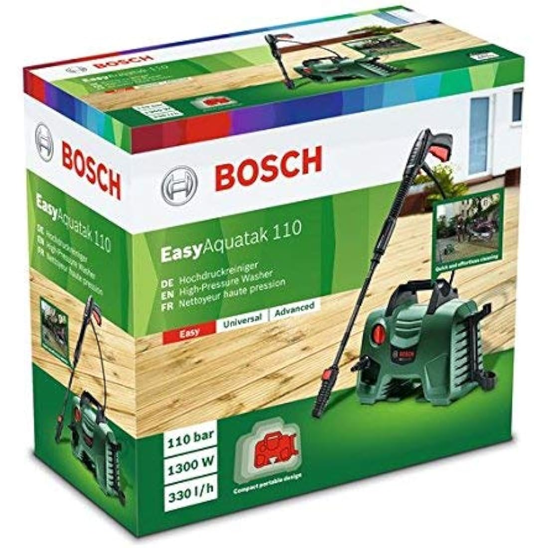 Bosch EasyAquatak 110 High Pressure Washer, Green, 37.5 cm*40.0 cm*20.0 cm