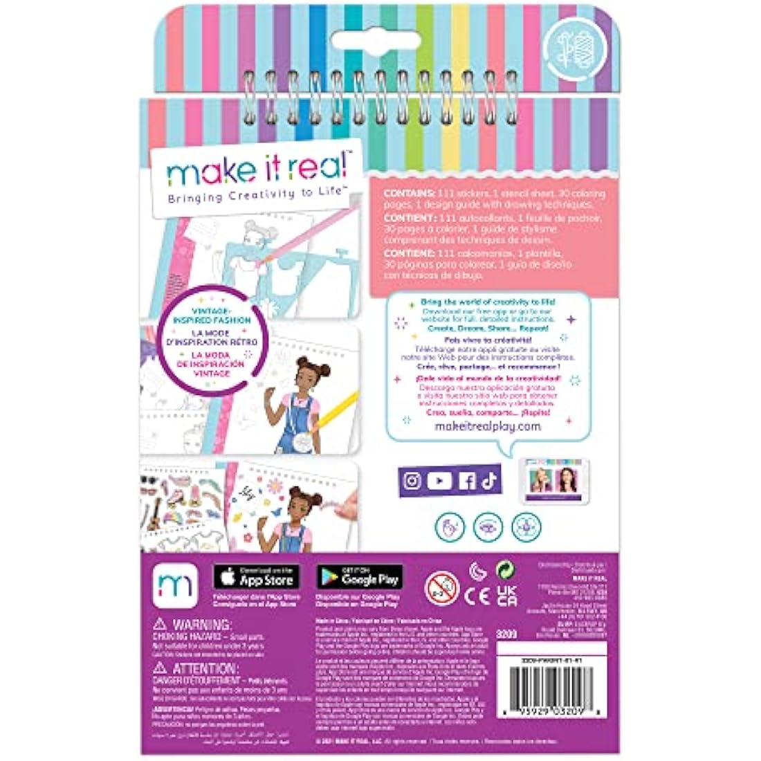 Make It Real Love and Daisy Inspired Fashion Design Sketchbook with Stencils and Stickers for Creativity - Kids Arts and Crafts Colouring Book - Girls Gifts