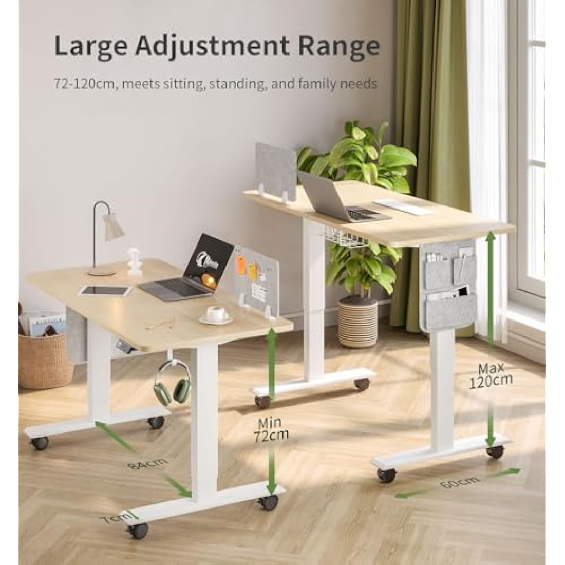 MAIDeSITe Electric Standing Desk Height Adjustable Standing Desk Sit Stand Desk Stand Up Desk with Headphone Hook 100 * 60cm Desktop for Home Office