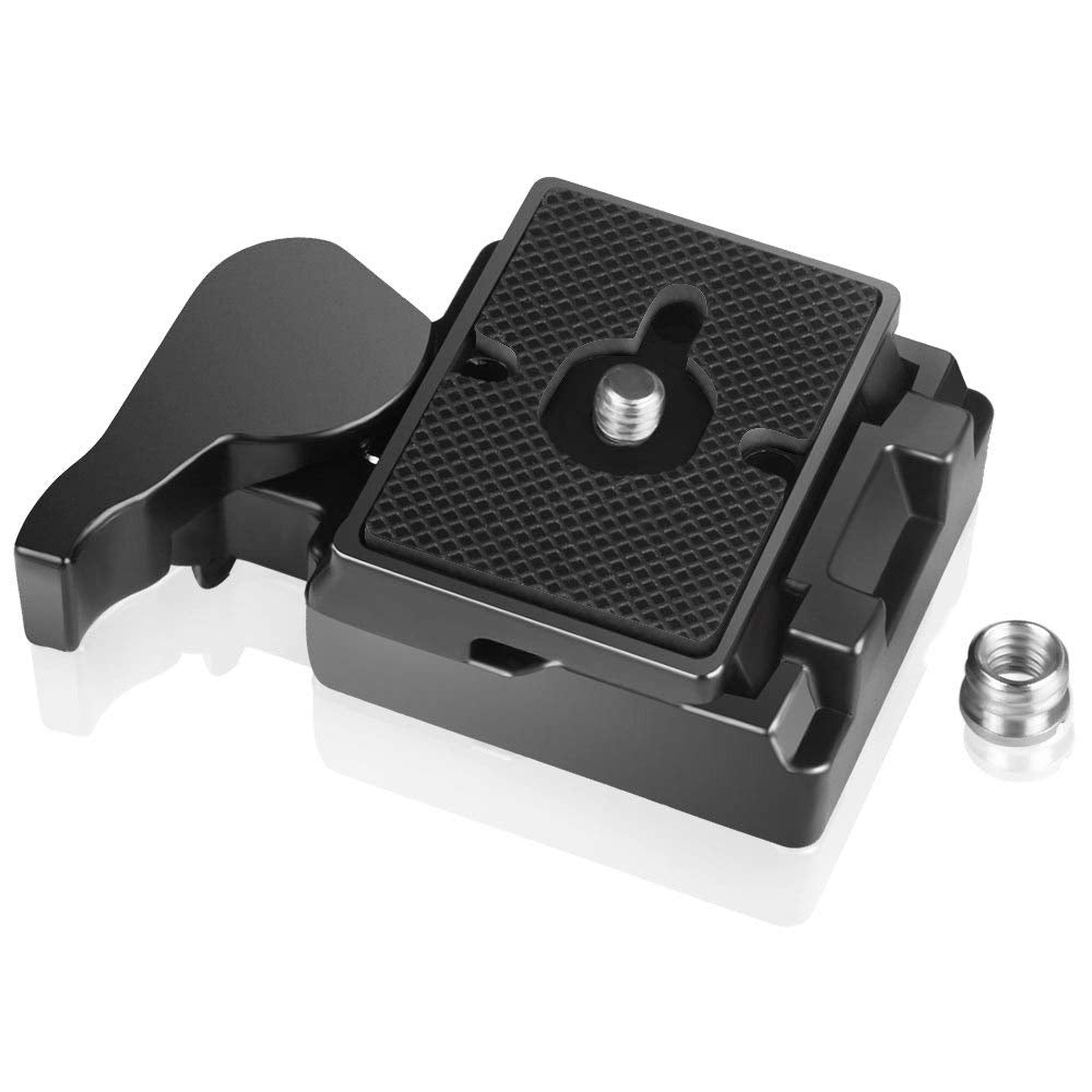 UTEBIT 323 RC2 Quick Release Plate with Clamp and 1/4'' - 3/8'' Screw, Camera QR Plate Mount Rapid Connect Tripod Adapter Compatible for Manfrotto