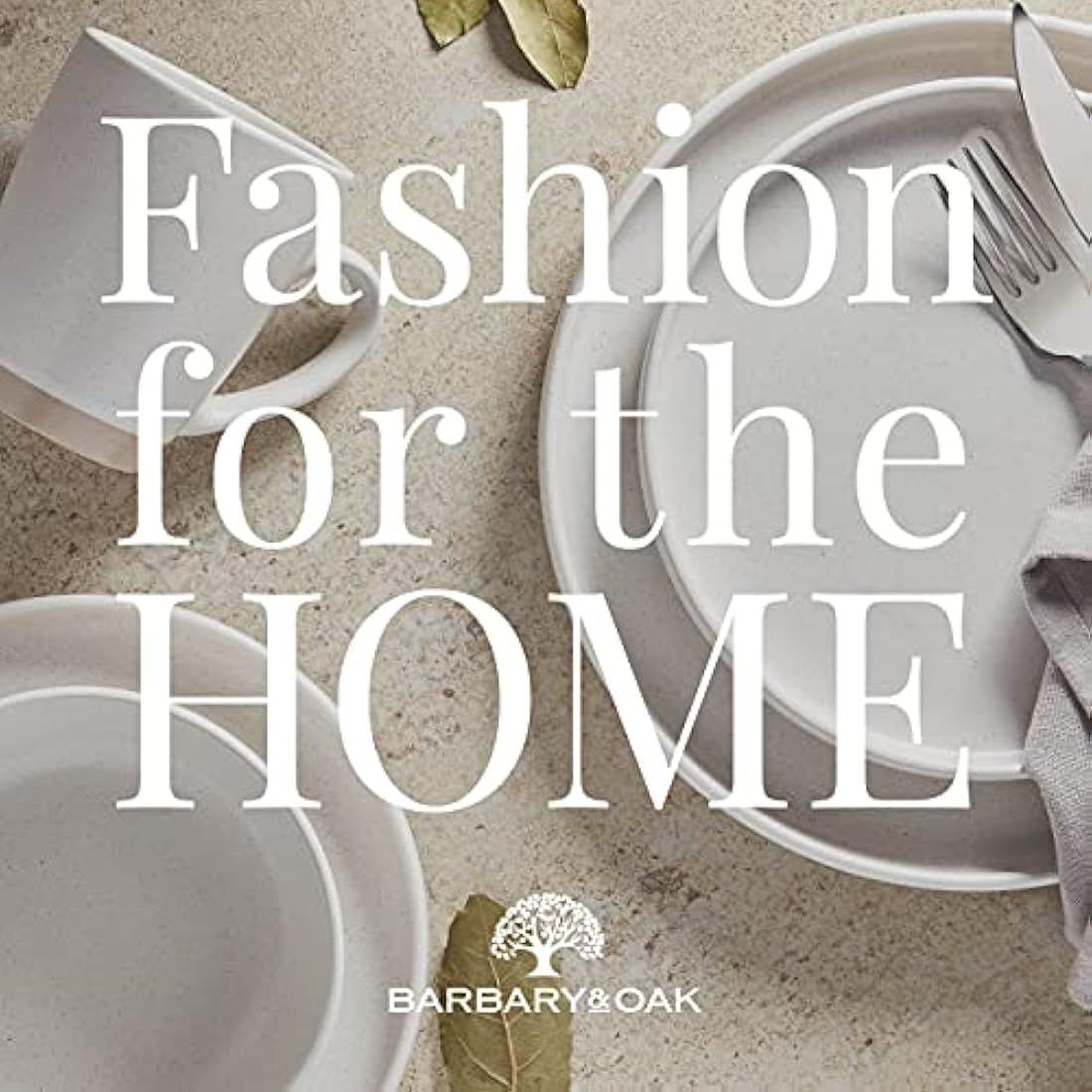 Barbary & Oak BO867007WHT Avena 16 Piece Dinnerware Set, Stoneware, Linen White