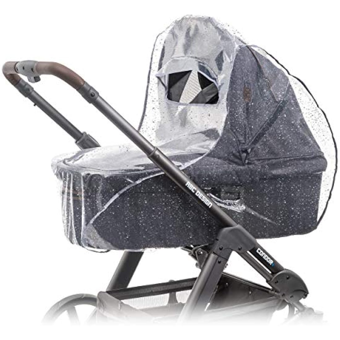 Zamboo Universal Rain Cover for Pram Carrycot (e.g. Hauck, Joie, ABC-Design etc.) | Air Circulating, Water Resistant and Durable Baby Protection Rain Shield (PVC-Free) - Grey