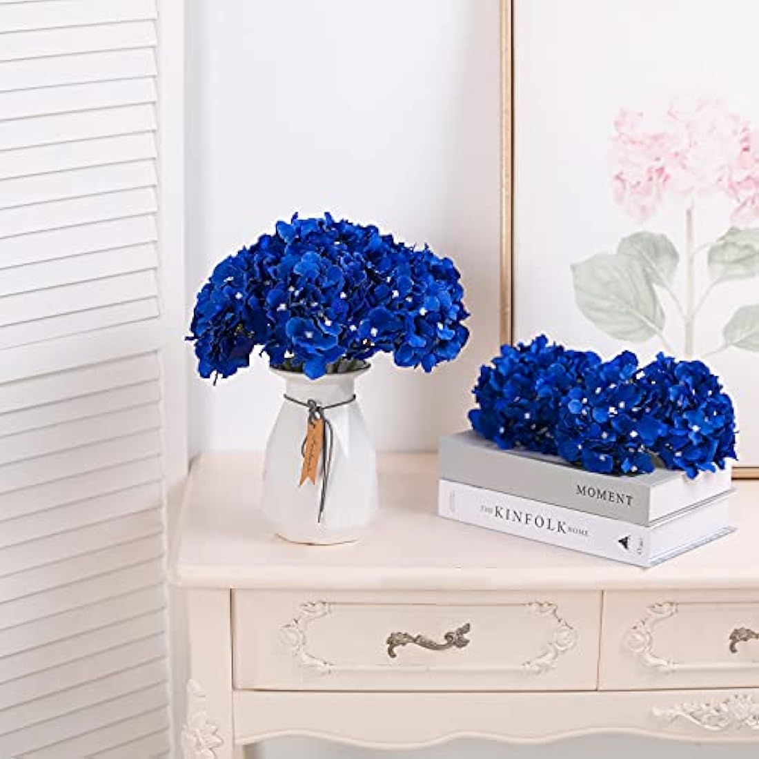 Tifuly 12Pcs Artificial Hydrangeas, Realistic Silk Hydrangeas Flower Heads with Stems Fake Flowers for Wedding Bridal Bouquets, Home Office Party Decor, Floral Arrangements, Centerpiece(Royal Blue)