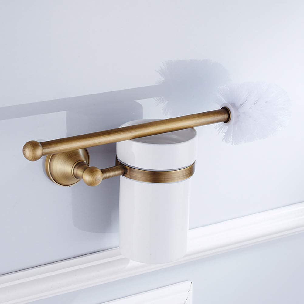 Suszian Toilet Brush Set,European Luxurious Antique Bronze Toilet Brush Holder Set Wall-Mounted Brass Bathroom Accessories,Bathroom Toilet Bowl