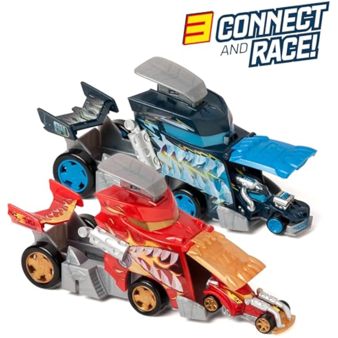 T-RACERS MIX´N RACE Fire Launcher Truck – Launcher truck with fire details. Includes 1 exclusive T-Racers vehicle - press the trigger to launch. Compatible with other T-Racers Mix ´N Race