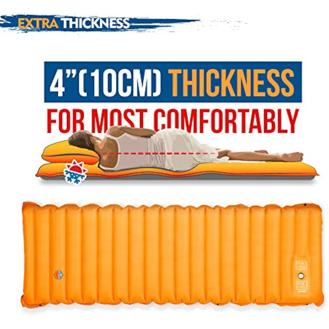 ZOOOBELIVES Extra Thick Inflatable Sleeping Pad with Built-in Pump – Lightweight & Portable Camp Bed for Hiking, Backpacking & Car Travel – Airlive2000