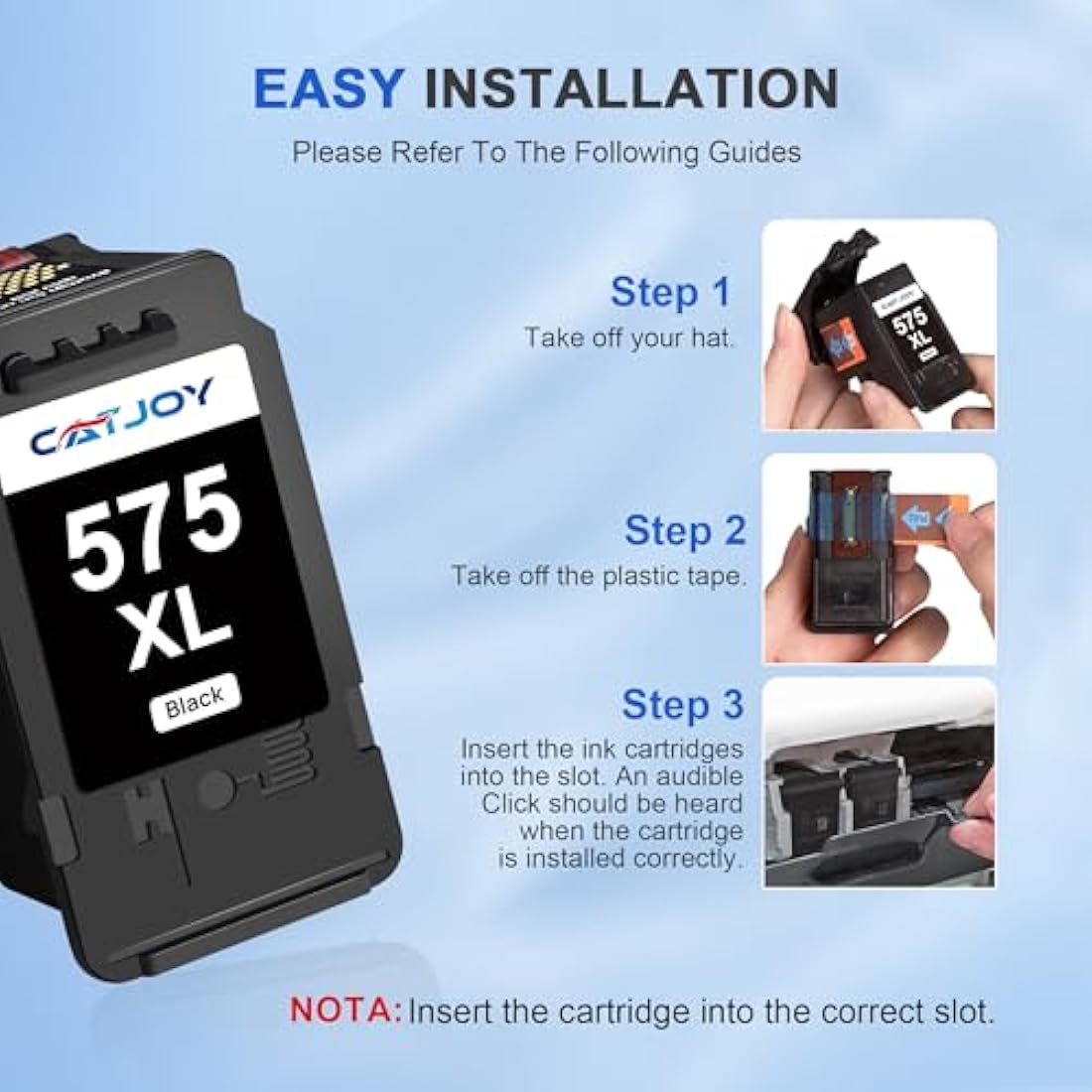 CATJOY PG-575XL CL-576XL Ink Cartridges，575XL 576XL Printer Cartridges Replacement for Canon 575 576 Ink Cartridges for Canon PIXMA TS3550i TR4750i TR4755i TS3750i TR4751i Printer (1*Black, 1*Colour)