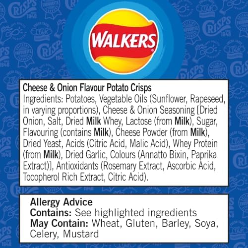 Walkers Cheese & Onion Crisps Grab Bag 45g