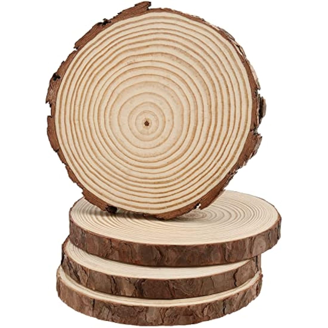 MUKLEI 10 PCS 18-20cm Natural Wood Slices, No Hole Wooden Log Slices, Unfinished Log Wooden Circles Wood Discs for Arts, DIY Crafts, Christmas Ornaments, Wedding Decoration, Wood Coasters