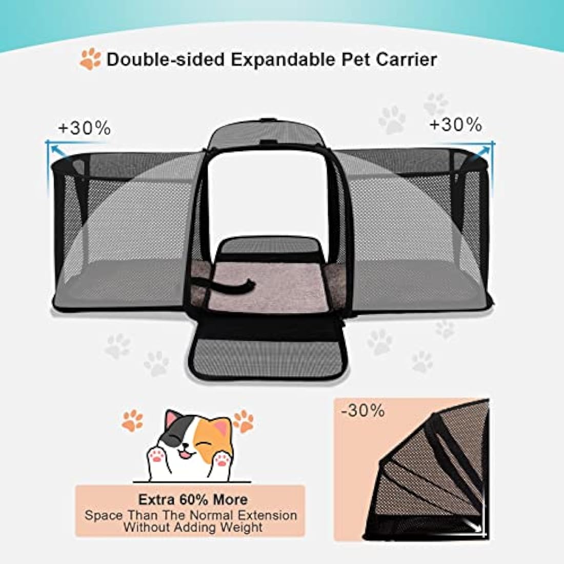 Morpilot Soft Sided Pet Carrier Bag for Small Dogs, Puppies, Medium and Large Cats, Expandable, Airline Approved, with Breathable Mesh and Locking Safety Leash, Grey