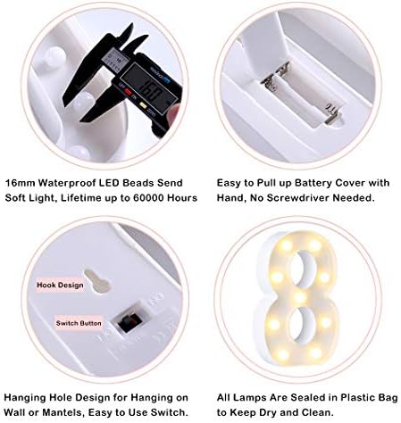 HONPHIER® LED Number Lights Marquee Decoration Light Up Numbers Night Light Lights Sign for Home Party Wedding Anniversary Decor Battery Operated (8)