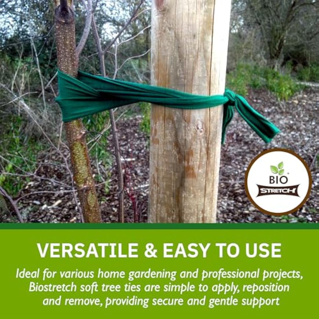 Biostretch Extra Wide Soft Tree Ties - Strong & Stretchy Support for Large Plants & Young Trees - Cut-to-Length Garden Tape for Home & Professional Gardening (16M / 52 ft)