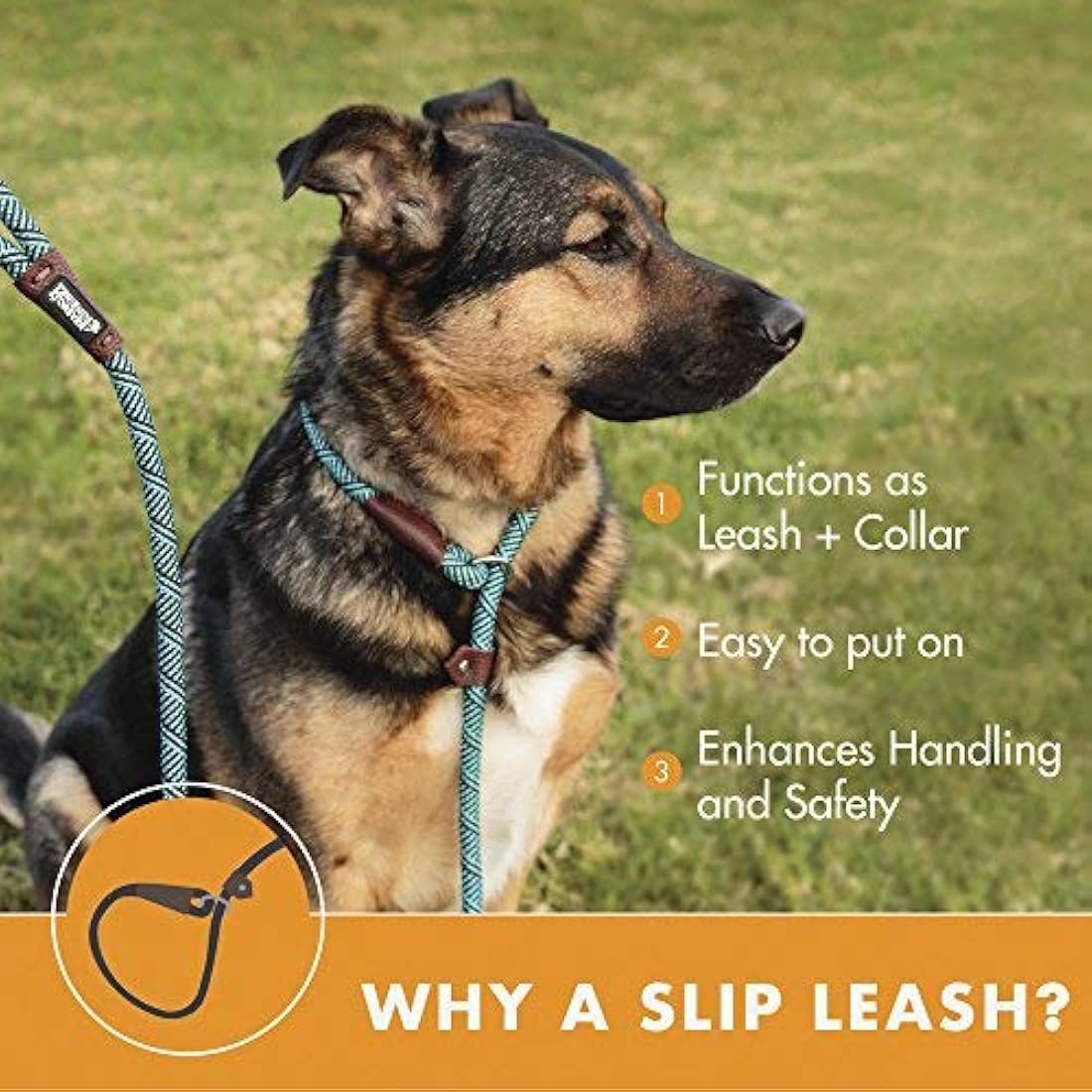 Friends Forever Extremely Durable Dog Rope Leash, Premium Quality Training Slip Lead, Reflective, Thick Heavy Duty, Sturdy, No Pull, Comfortable For The Strong Large Medium Small Pets 6 feet, Green